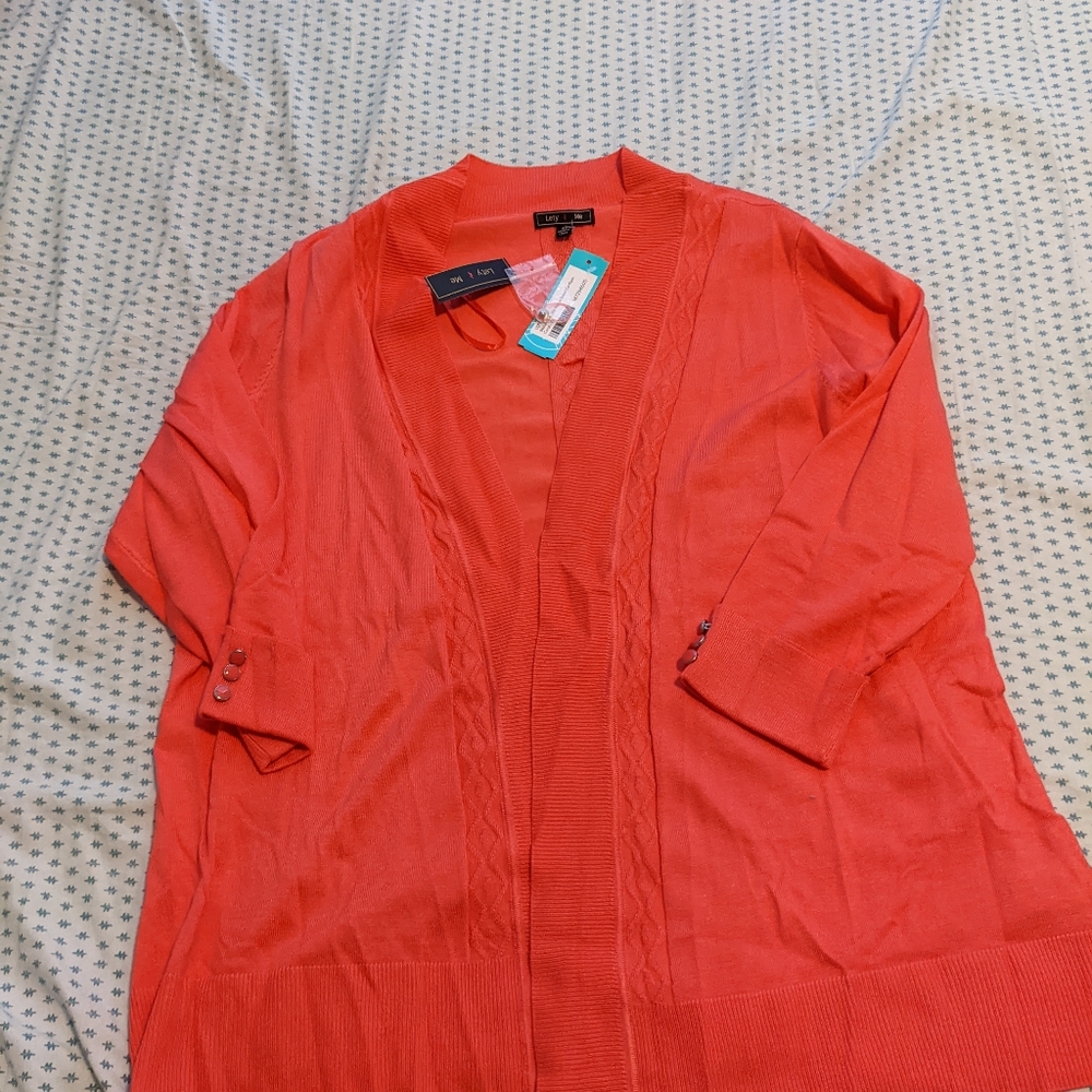 *NWT* Lety & Me coral ribbed cardigan